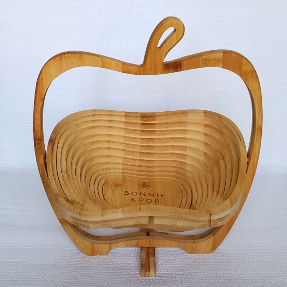 Bonnie & Pop Foldable Bamboo Collapsible Wooden Basket Bowl